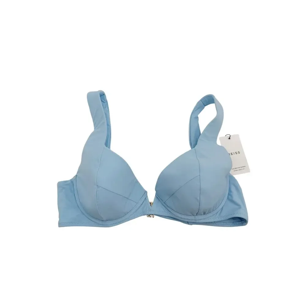 REISS Elise Underwire Bikini Top Size 12 NEW Light Blue $110 Swim Separates